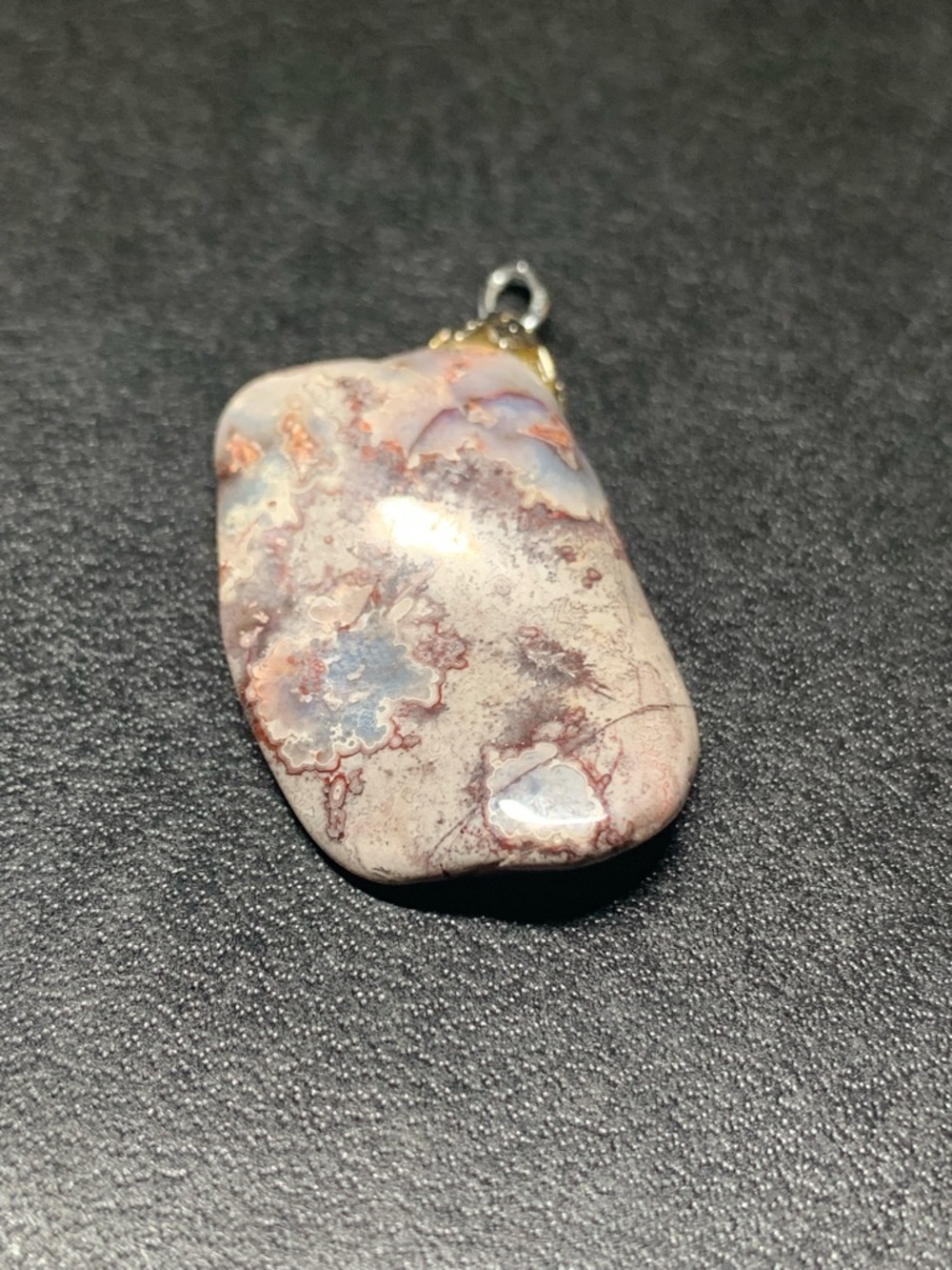Natural Ocean Jasper Pendant in Cream, Blue & Pink